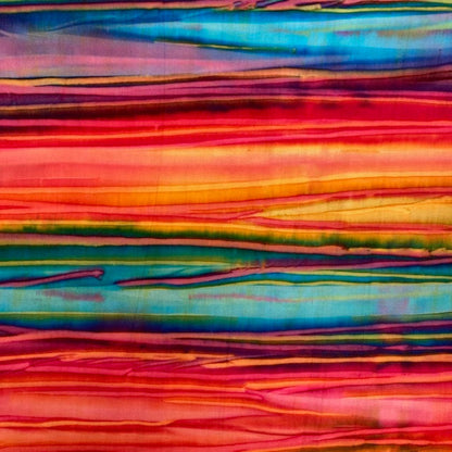 Handpainted cotton fabric in all colors of the rainbow made by artisans in Indonesia on 100 % cotton
