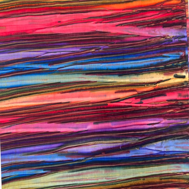 Patina Hand Paints Stripes - Wild dark - Indonesian Hand Dyed Batik 100 % fine cotton