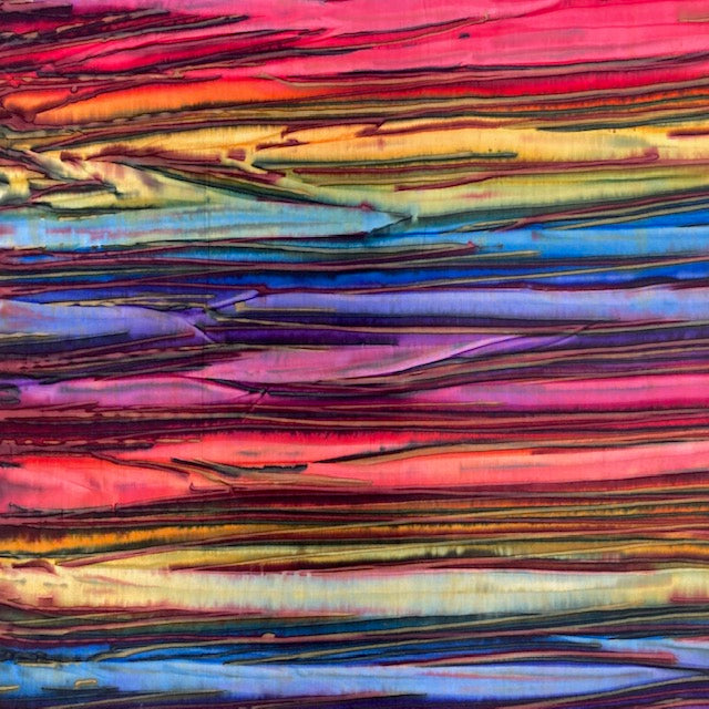 Patina Hand Paints Stripes - Wild dark - Indonesian Hand Dyed Batik 100 % fine cotton