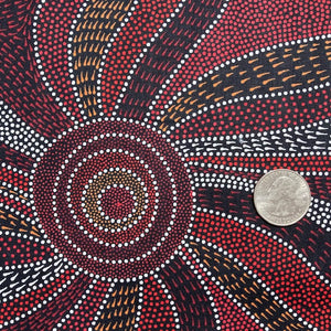 Ladies Dancing with Water Paints red Australian Aboriginal fabric by Roseanne Morton
