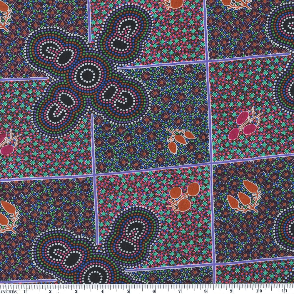 Special Buy - Women Gathering Bush Tucker - pink - Australian Aboriginal fabric designed by Margaret Wallace