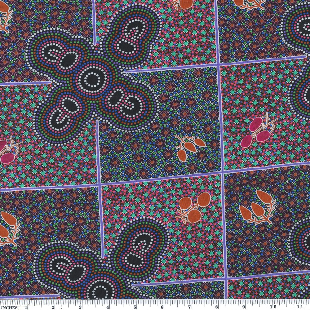 Women Gathering Bush Tucker - pink - Australian Aboriginal fabric designed by Margaret Wallace