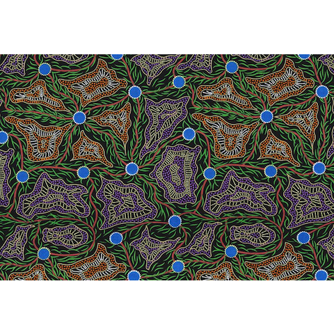Women's Body Painting Orange Australian Aboriginal Fabric by Cindy Wallace
