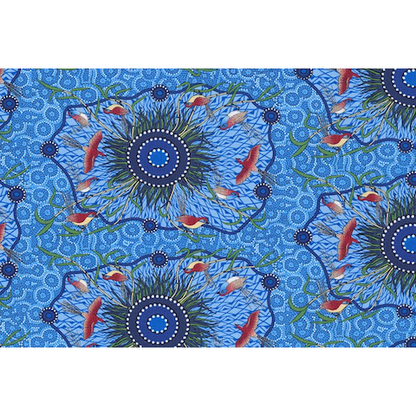 Yeerung Blue Australian Aboriginal Fabric by Nambooka