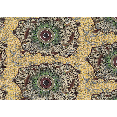 Yeerung Yellow Australian Aboriginal Fabric by Nambooka
