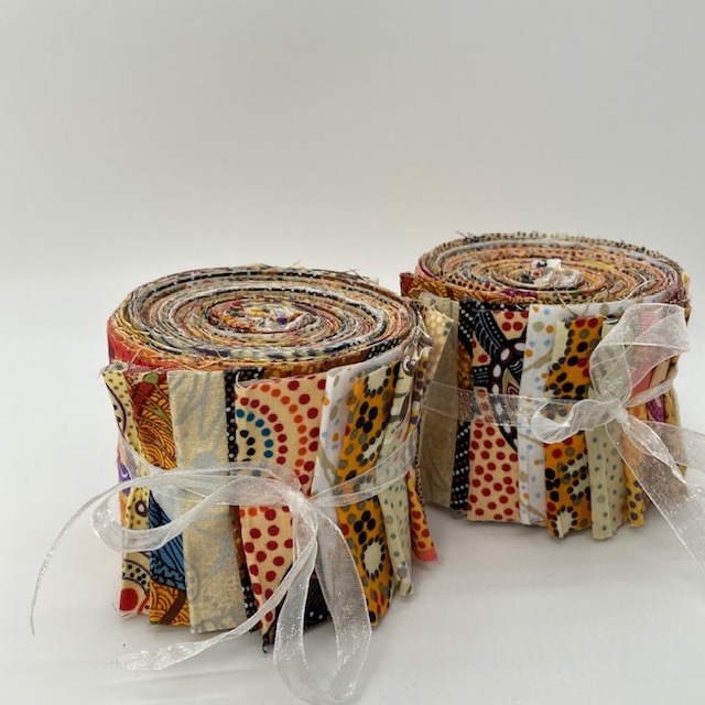 Dreamtime Roll 20 Australian Aboriginal Fabric Strips, Yellow